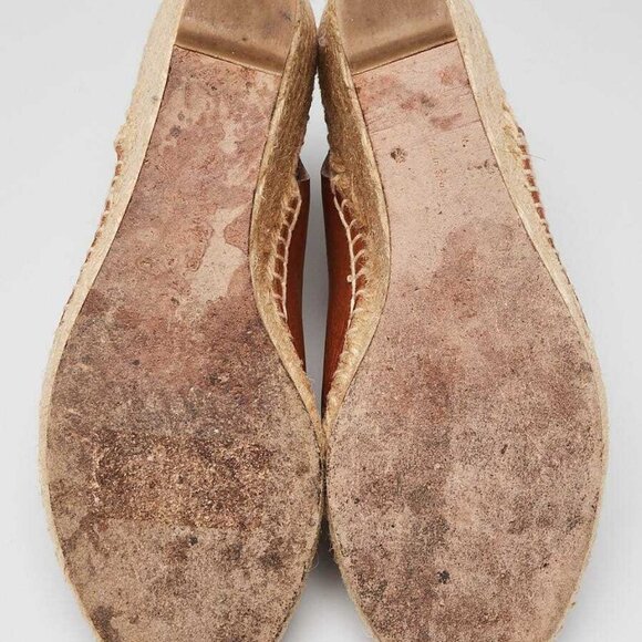 Celine Caramel Leather Crosta Fossil Espadrille Wedges Size 6.5/37 - Picture 3 of 4